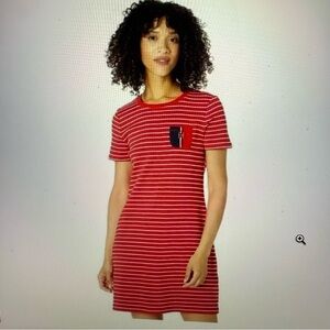 Tommy Hilfiger Red and white Mini Dress Casual Crew Neck